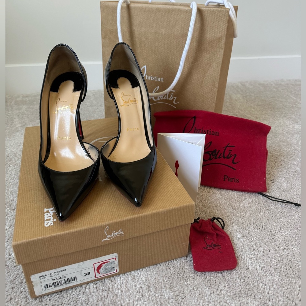 Christian Louboutin Black Patent Leather Pointed-Toe Pumps